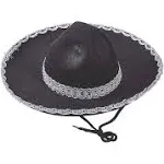 Fun Express Child Black Felt Mariachi Sombreros - Apparel Accessories - 6 Pieces, Kids Unisex