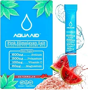 AQUAAID Electrolytes Powder Packets Paleo Keto Sugar Free with Himalayan Pink Salt + Potassium + Vitamin C + Magnesium | Prime Travel Essentials