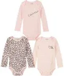 Calvin Klein Girls 0-9 Months 3-Pack Long Sleeve Bodysuit