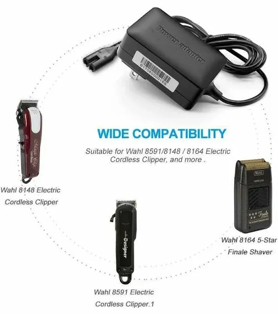 Replacement for Wahl Magic Clipper Cordless Charger Cord, 4V Clip Charger Compatible with Wahl 8164/8591/ 8148/8504, 5-Star Magic Clip Cordless Trimmer, 1919 100 Year Hair Clipper