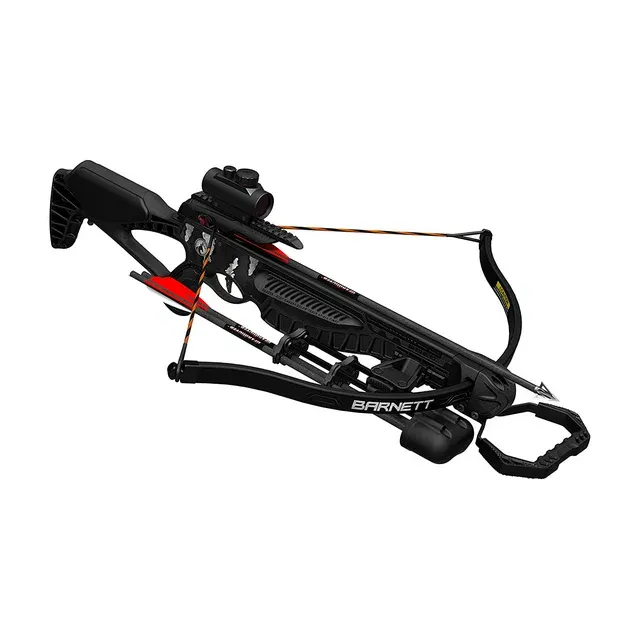 BARNETT Blackcat Recurve Crossbow Hunting Package, with Red Dot Sight, 2 Arrows, Lightweight Quiver, Shoots 260 Feet Per Second, Black Strike