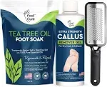 Foot Cure Tea Tree Foot Soak, Callus Remover Gel - Extra Strength Callus Remover Gel & Foot Soak with Epsom Salts for Calluses, Dry Cracked Heels