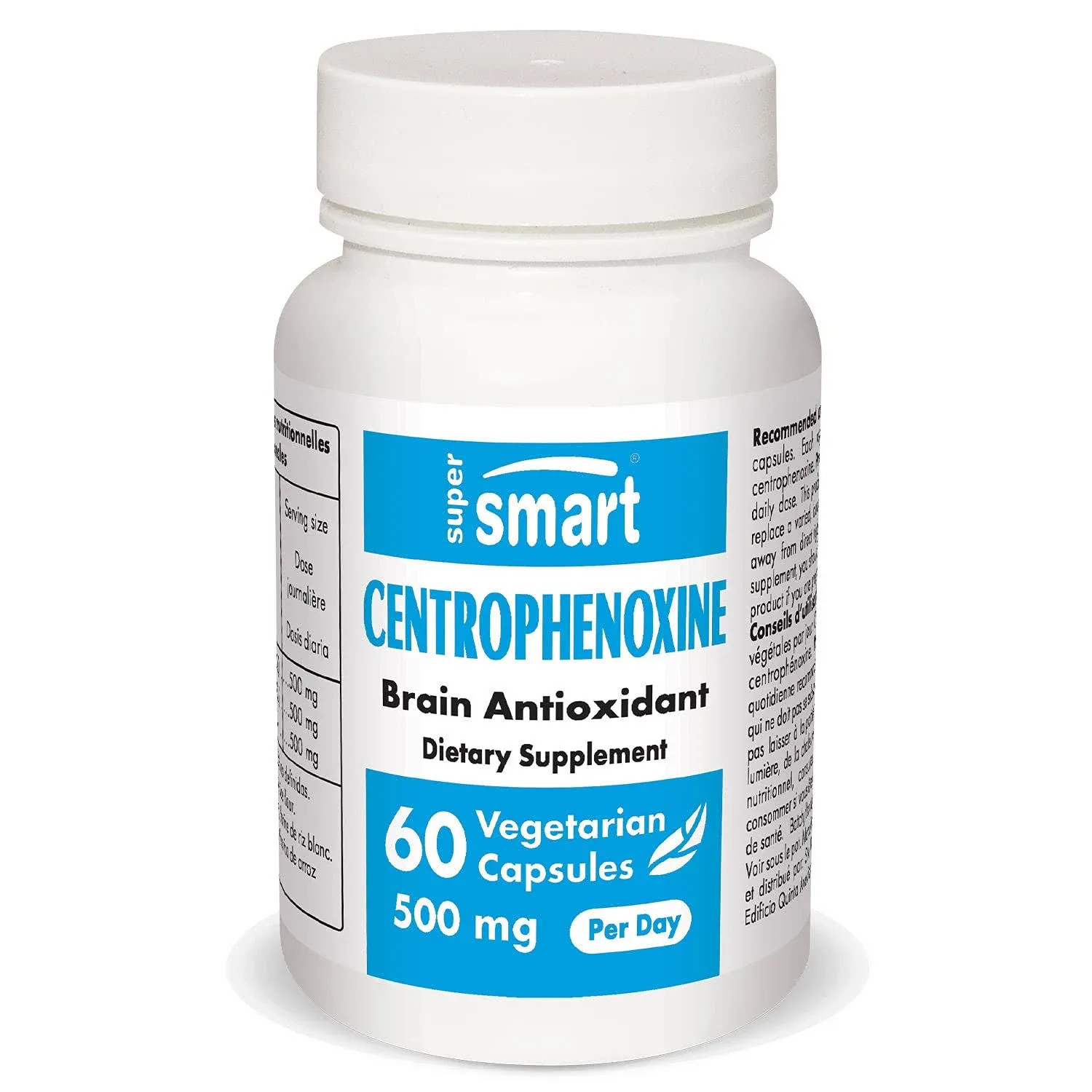 Supersmart - Centrophenoxine 500mg per Day (DMAE & pCPA) - Nootropics Supplement | Non-GMO & Gluten Free - 60 Vegetarian Capsules