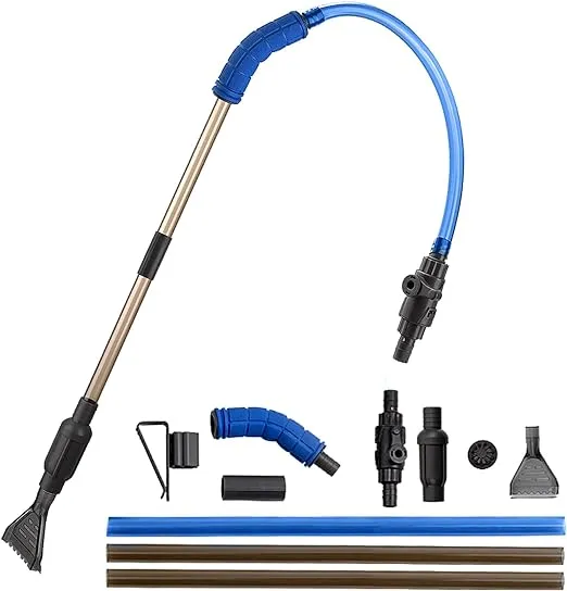 PINVNBY Fish Tank Cleaning Tools, 4 in-1 Gravel Vacuum for Aquarium, Easy Assembly & Use, Ideal for Sand Cleaning & Water Changing, Includes Accessories