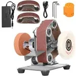 3-In-1 Mini Belt Sander - 15 Degree Knife Sharpener Electric Bench Grinder Sanding Machine, 7 Adjustable Speed Buffer Polisher for Metal Wood DIY Handcraft, Tool & Knife Sharpening (Plus Kit)