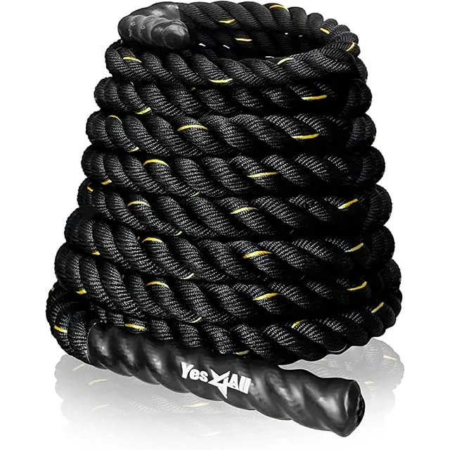 Yes4all Battle Rope 40ft 2in Anti-Slip Poly Dacron for Full Body Workout, Home Gym, Size: 2in Diameter - 40ft