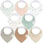 8-Pack Organic Baby Bandana Drool Bibs - Stylish Unisex Bandana Bibs, Super Absorbent Bandana Drool Bibs, Gentle Teething Bibs for Infants, Organic Cotton Baby Bib (Basics)