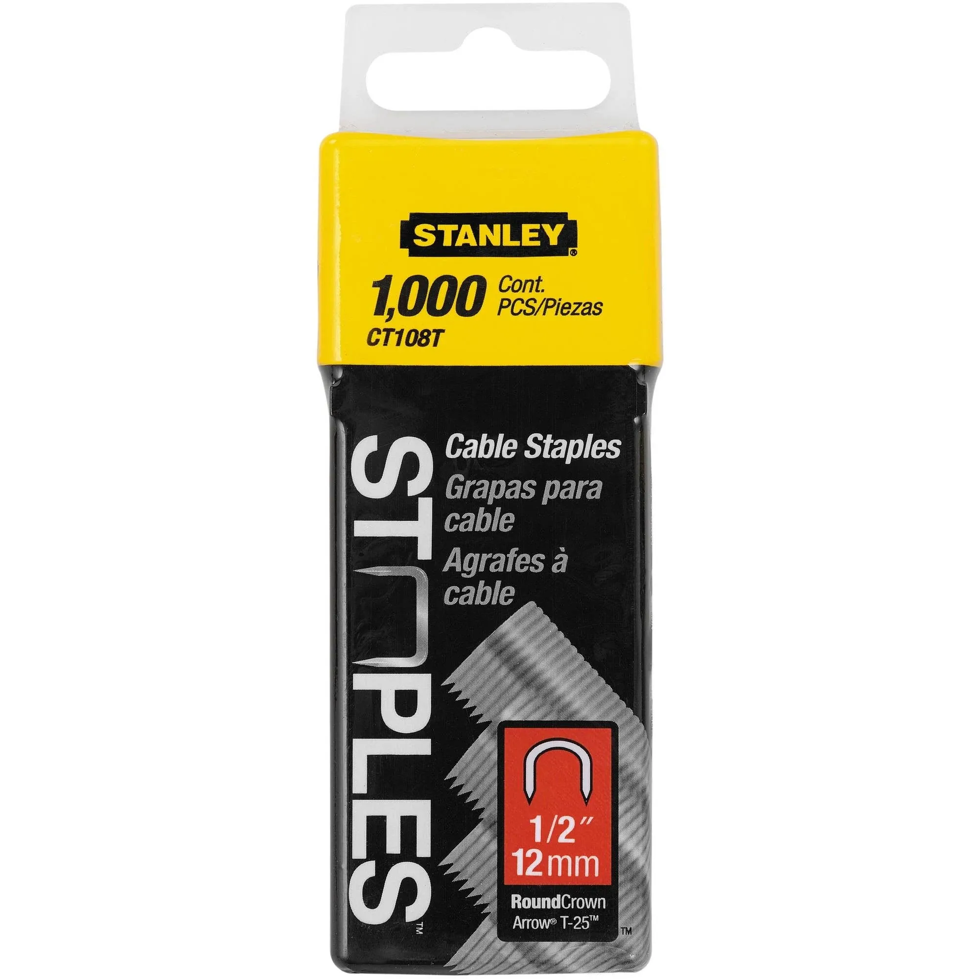 Stanley Ct108T 1/2 Inch Round Crown Cable Staples, Pack of 1000(Pack of 1000)