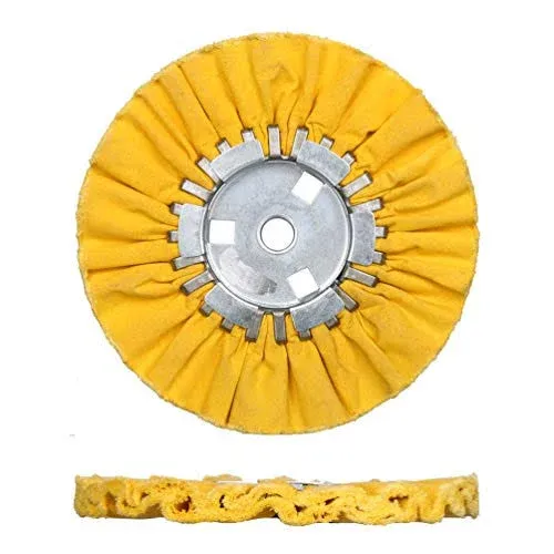 8" Yellow Airway Buffing Wheel,5/8'' Arbor Hole,12 Plys/Hard Polishing for Angle Grinder,2PCS