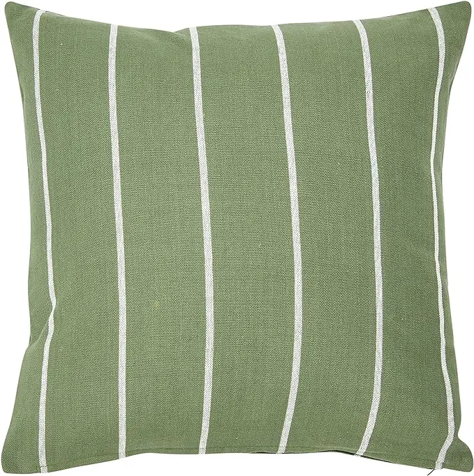 Storied Home 20 inch Square Interwoven Stripe Cotton Pillow Cover Green, Size: 20 ...