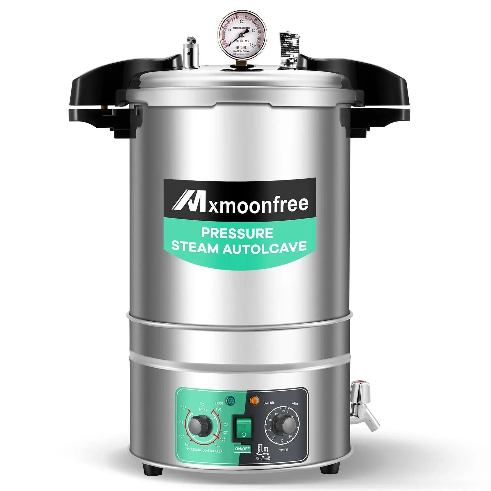 19 Quart Timed Autoclave, Steam-pressurized Autoclave, 15psi at 121℃, Laboratory Grade 110V