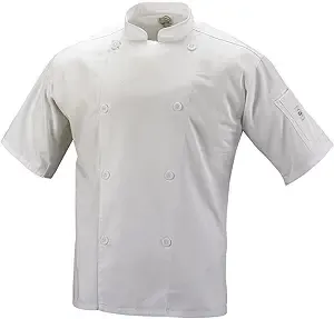 Mercer Culinary Genesis® Unisex Lightweight White Customizable Short Sleeve Chef Jacket M61012WH - 7X