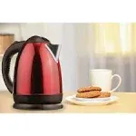 Courant 1.5 Liter Kettle Red Stainless Steel Cordless Electric Kettle with 360 Degree Rotational Body, Automatic Safety Shut-Off, Perfect for Tea/Coffee/Hot Chocolate/Soup/Hot Water