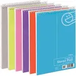 Steno Pads Spiral 6 Pack, 6 x 9, 80 Sheets White Paper, Gregg Rule, Steno Notebo