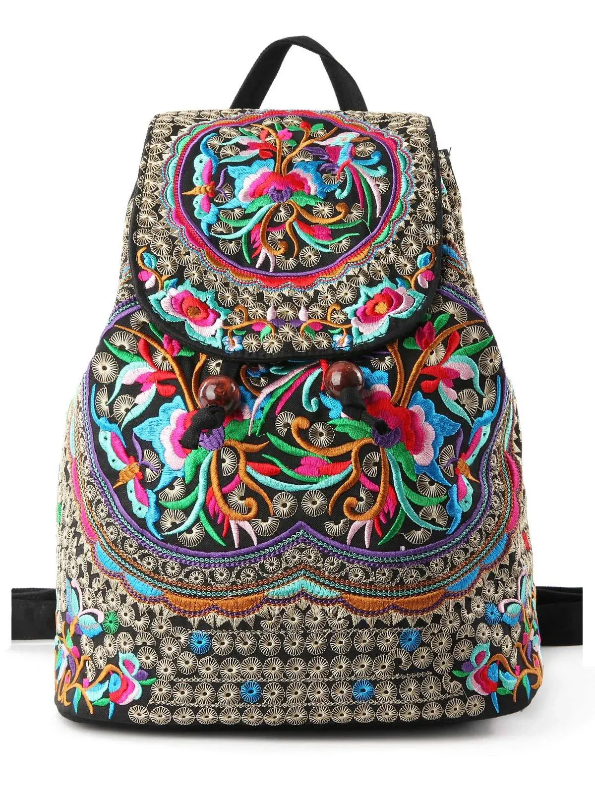 Vintage Embroidered Women Backpack Ethnic Travel Bag