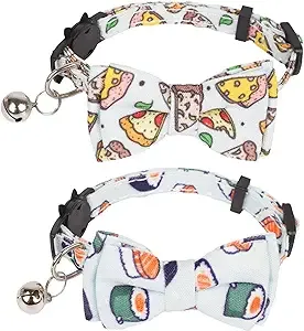 ADOGGYGO Cat Collar Breakaway with Cute Bow Tie Bell - 2 Pack Kitten Collar with ...