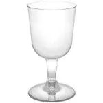 Party Essentials Hard Plastic Two Piece 5.5-Ounce Wine Glasses, Clear, Pack of 50