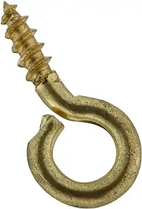 N118-653 Screw Eye, #216-1/2, 0.062 in Dia Wire, 0.19 in L Thread, 17/32 in OAL, Brass