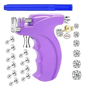 Professional Ear Piercing Gun Kit with 6 Pairs S925 Sterling Silver Earrings (18K Yellow Gold Plated)+10 Pairs 316L Surgical Stainless Steel Gun Stud Earrings