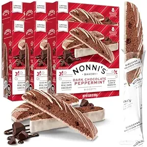 Nonni&#039;s Dark Chocolate Peppermint Biscotti - 6 Boxes Christmas Cookies - Italian