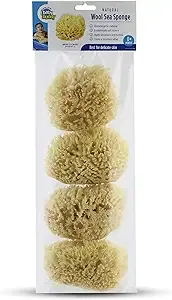 Baby Buddy Natural Wool Sea Sponge, Newborn Bath Time Essential, Ultra Soft for Delicate Skin, Hypoallergenic and Biodegradable, 4 Pack