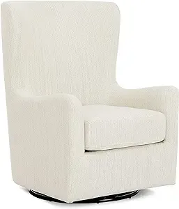 Evolur Sage Upholstered Plush Seating Swivel Glider, Rocker in Thunder, Ergonomic Design, Easy Assembly Glider, Easy to Clean, Solid Metal Frame, Glider Made for Any Nursery Decor