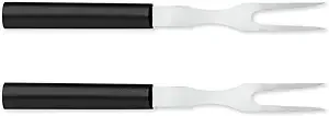 Rada Cutlery Carving Fork Stainless Steel Tine Steel Resin Made in USA, 9-1/2 Inches, Black Handle