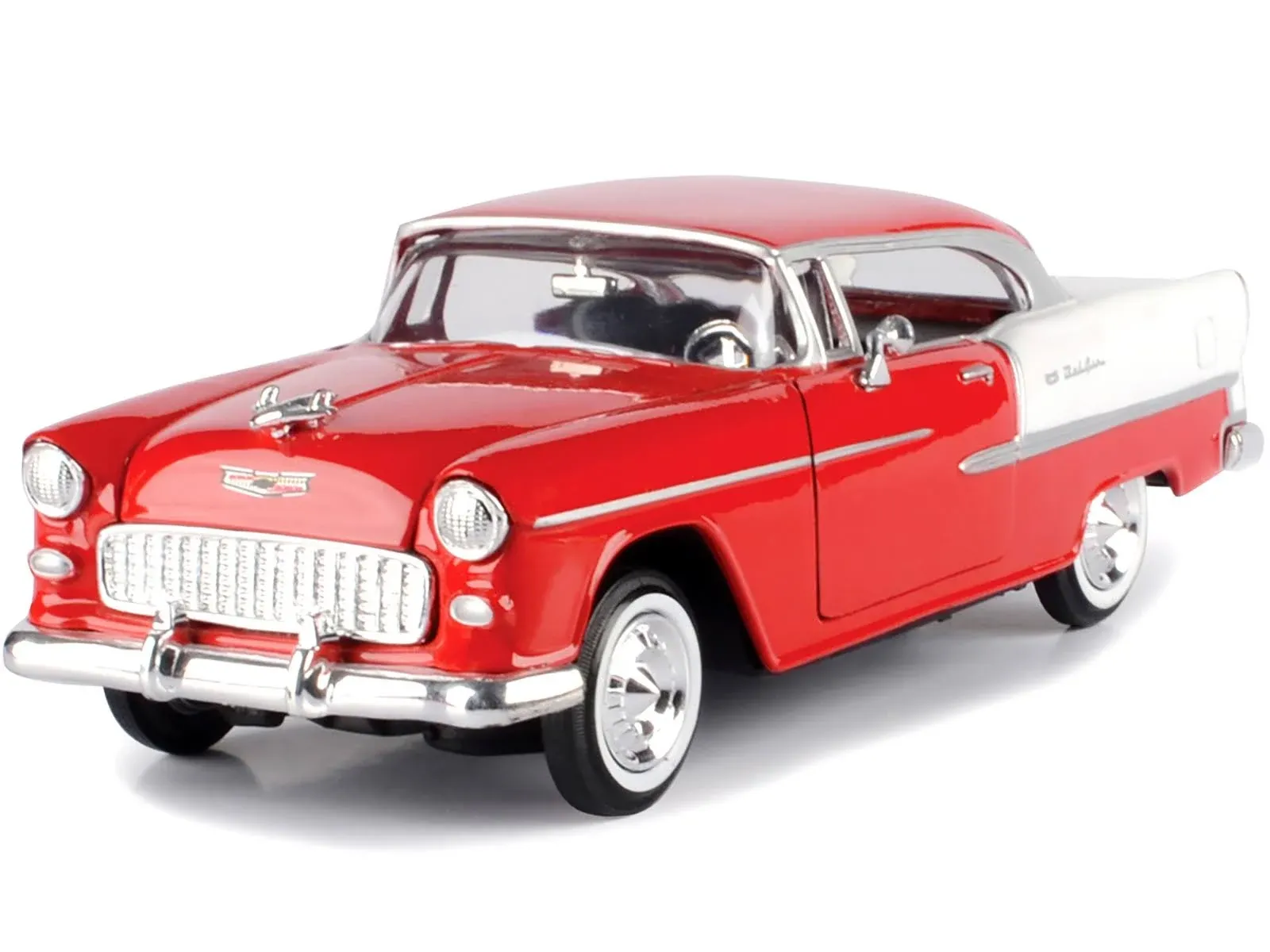 1955 Chevrolet Bel Air Red 1/24 Diecast Model Car By Motormax