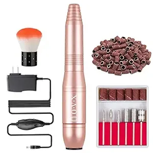 Portable Nail Drill Electric Nail File Professional 20000 RPM Manicure Pedicure Machine Nail File Drill Kit with Sanding Bands,Nail Drill Bits and Brushes for Acrylic Gel Nails(Gold)