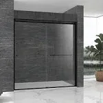 Fab Glass and Mirror 56 in. - 60 in. W 70-3/4 in. H x 1/4 in. Thickness Semi Frameless Double Sliding Shower Clear Tempered Glass SHSO60X70MB