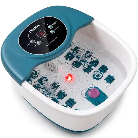 Foot Spa Bath Massager with Heat, Bubble, Vibration and Temperature Control, 22 Massaging Rollers Foot Soak Tub for Foot Pain Relief, Pedicure Foot Soaker with Acupressure Massage Points & Red Light