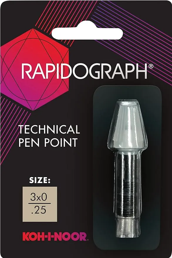 Koh-I-Noor Rapidograph Stainless Steel Replacement Point.25mm, 1 Each (72D.ZZZ),Black