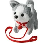 KSABVAIA Plush Husky Toy Puppy Electronic Interactive Dog - Walking, Barking, Tail Wagging, Stretching Companion Animal for Kids Toddlers