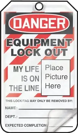 Accuform TSP107LCP Self-Laminating Spanish Bilingual Lockout Tag, Legend Danger Equipment Lock-Out My Life Is on The LINE!/ Peligro Equipo Bloqueado