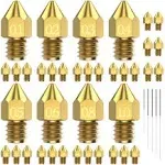 31PCS MK8 3D Printer Nozzles Extruder for Ender 3, 0.4mm 0.1 0.2 0.3 0.5 0.6 0.8 1.0mm Nozzles with Cleaning Kit for Ender 3 V2/Pro (1.75mm Filament)