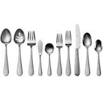 plusGourmet Basics by Mikasa Westfield Frost 45-Piece Stainless Steel Flatware Set, Service for 8, Silver