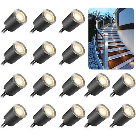 SMY Lighting Recessed LED Deck Light Kits with Protecting Shell φ32mm, In Ground Outdoor LED Landscape Lighting IP67 Waterproof,12V Low Voltage for Garden,Yard Stair,Patio,Floor,Kitchen Decoration