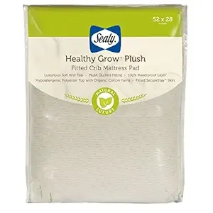 Sealy Healthy Grow Plush Waterproof Crib Mattress Pad with Breathable Knit Top