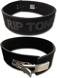 Rip Toned Lever Belt with Bonus Lifting Straps - 4" Leather Weight Lifting & Powerlifting Back Support - 10mm Belt for Strength Training, Xfit, Bodybuilding, MMA