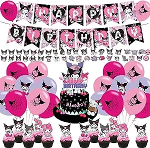 Party Decorations,Birthday Party Supplies For Party Supplies Includes Banner - Cake Topper - 12 Cupcake Toppers - 18 Balloons - 50 Stickers