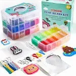 Inscraft Fuse Beads, 33000PCS Fuse Beads Kit for Kids, 33 Color 5mm Iron Beads Set with 150 Patterns, 8 Pegboards, 15 Ironing Pa