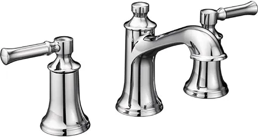 Moen Dartmoor Chrome Two-Handle Widespread Bathroom Faucet, Traditional Bathroom Sink Faucet, Valve Required, T6805