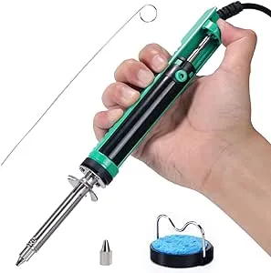 YIHUA 929D-V Electric Desoldering Soldering Iron Solder Sucker Desoldering Pump with Shorter Charging Handle and Desoldering Nozzles 1.0mm 1.2mm for Through-Hole Desoldering