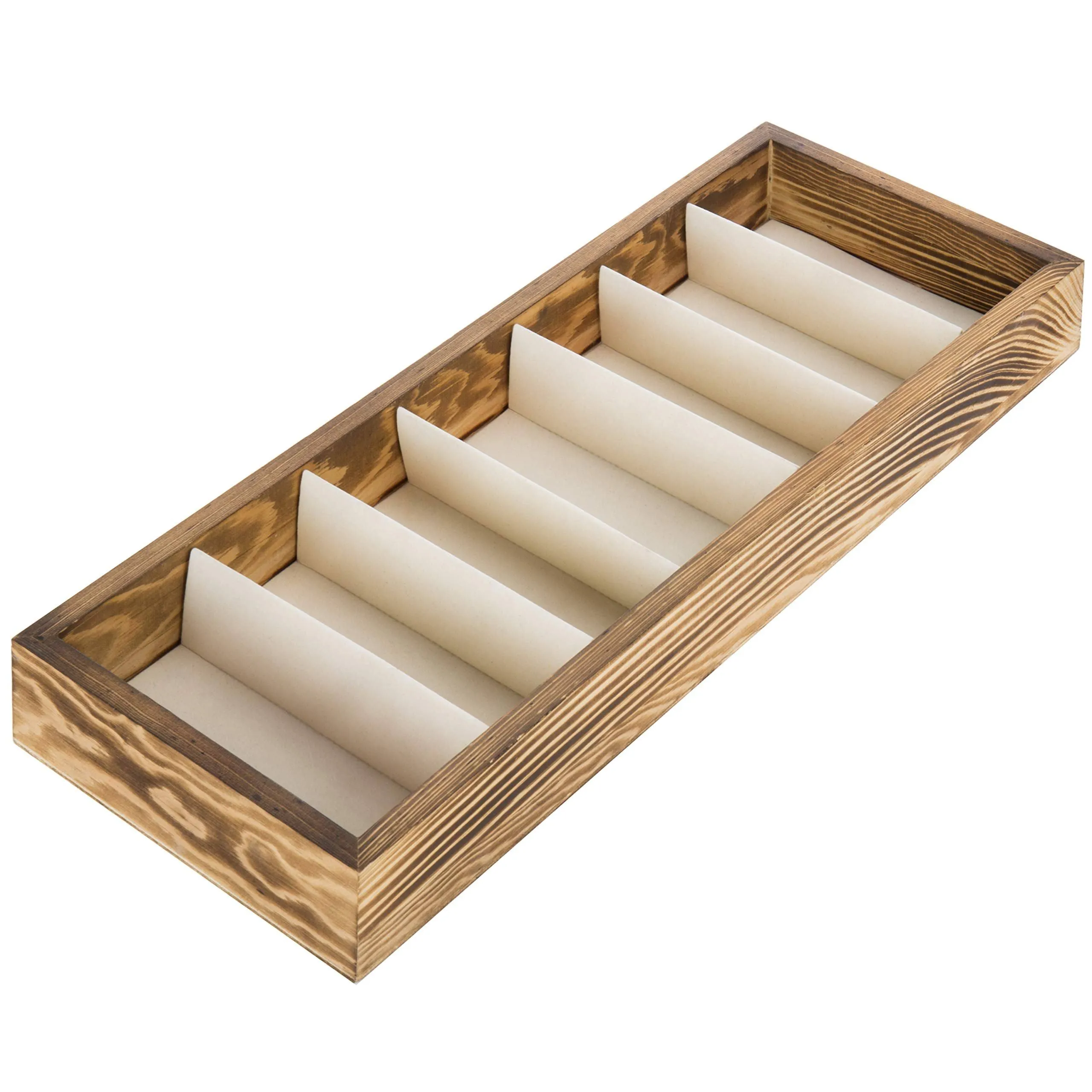 MyGift 7-Slot Burnt Wood Sunglasses and Eyewear Holder Organizer Tray