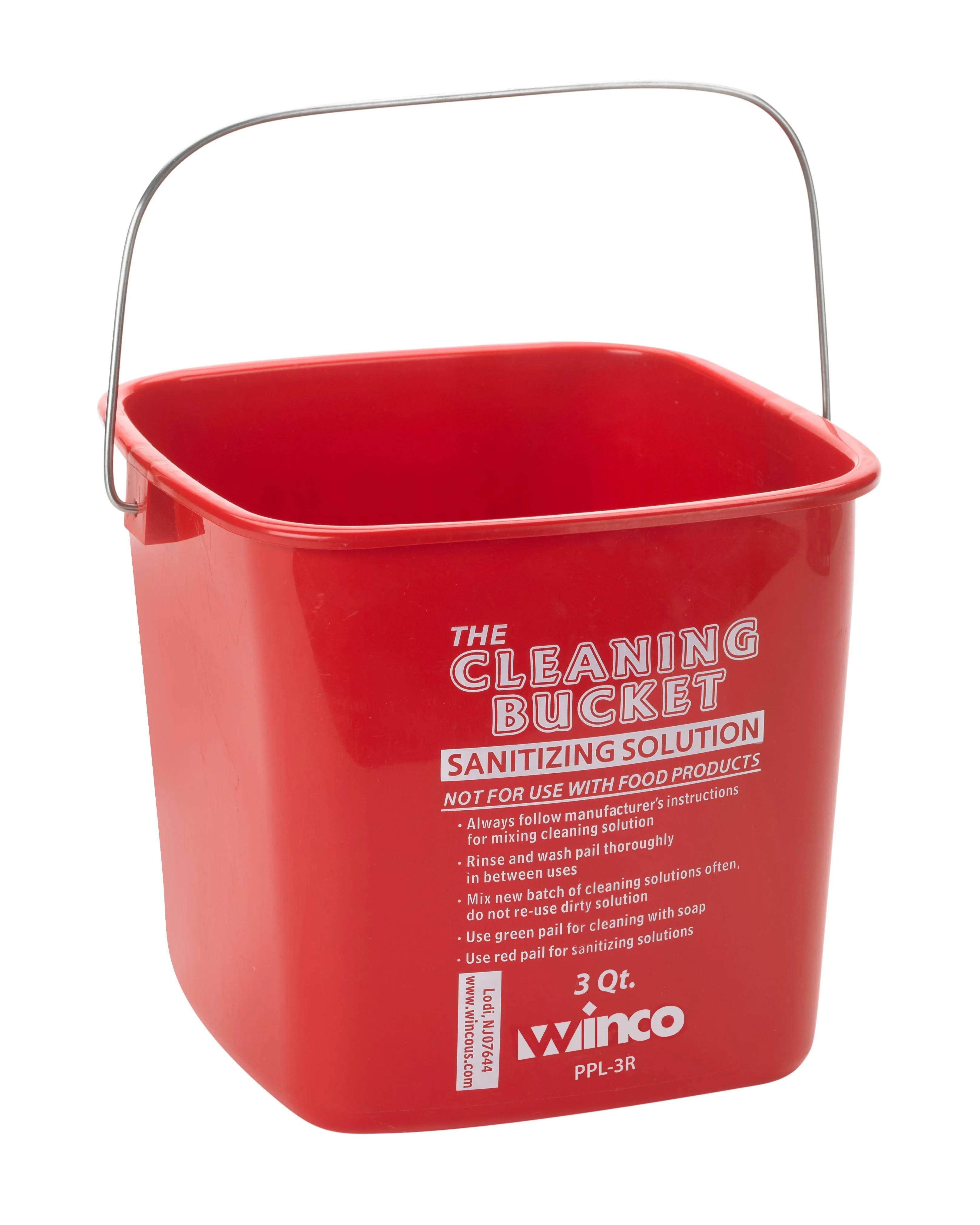 Cleaning Bucket, 3-Quart, Red Sanitizing Solution