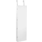 Giantex Wall Door Jewelry Armoire Cabinet with Full-Length Mirror, 2 LEDs Lockable Large Storage Jewelry Organizer with 47.5'' Mirror, Bracelet Rod, Jewelry Armoires with 2 Drawers (White)