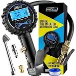 Digital Tire Inflator with Pressure Gauge and Longer Hose, Air Chuck with Gauge for Air Compressor - 200PSI