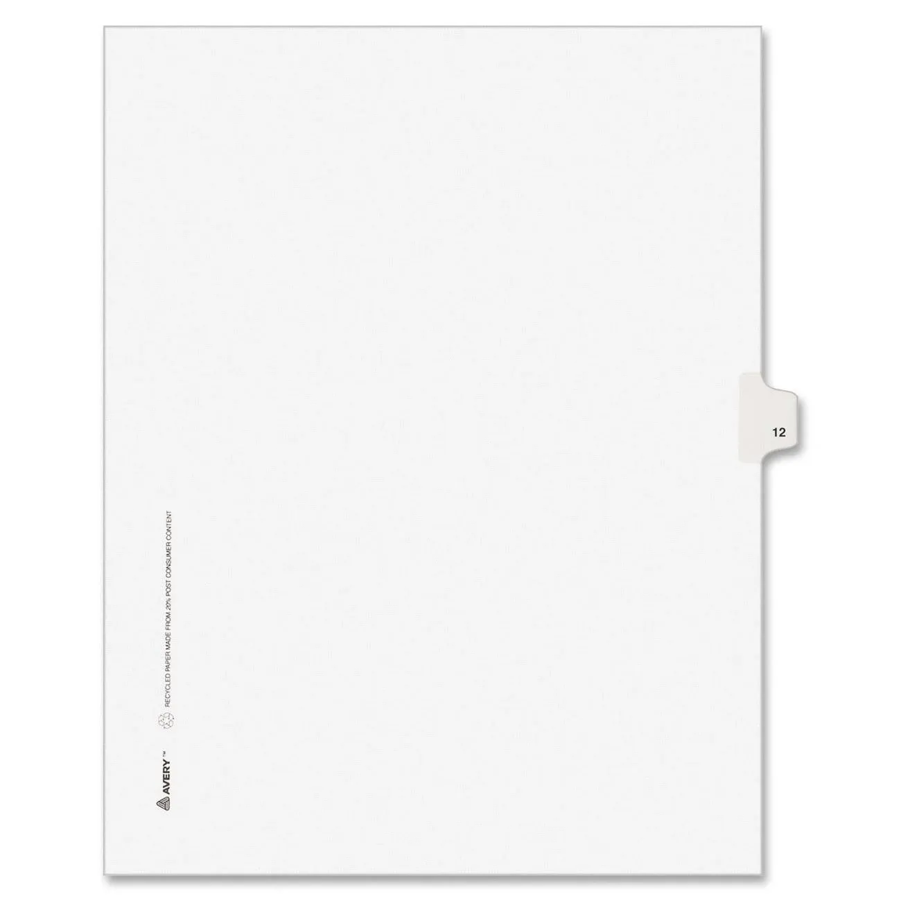 Avery Individual Legal Exhibit Dividers, Avery Style, 12, Side Tab, 8.5 x 11 inches, Pack of 25 (11922)