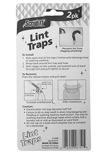 24 Premium Lint Traps with 24 Long Lasting Ties for Washing Machines by Scrub-It. Light Aluminum mesh Filter Won't Rust, Easy Installation,12 Pack (x2)