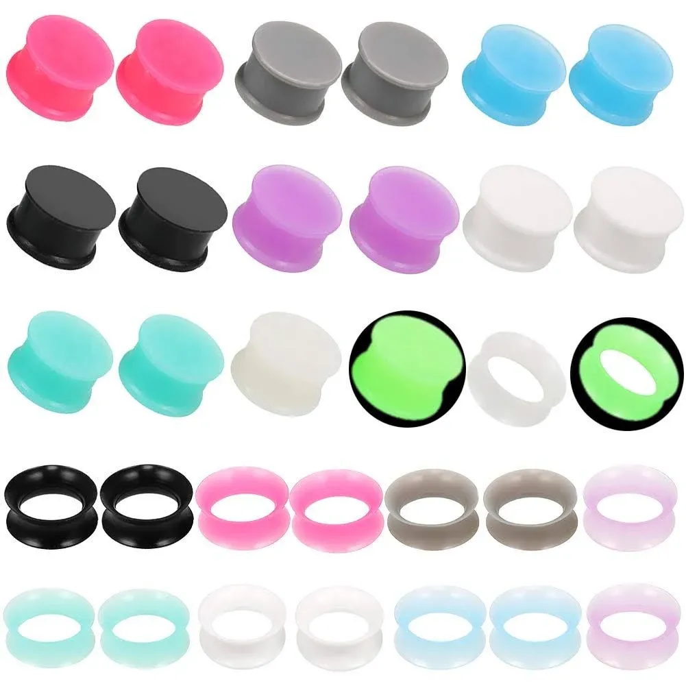 Juway Oveta Silicone Ear Plugs Gauge Plugs and Tunnles for Ear Plug Earrings for Men 00 Gauges(32PCS)